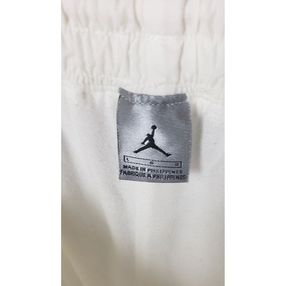 Jordan Mens White Nylon Track Pants Bungee Cinch Joggers Jumpman L Activewear